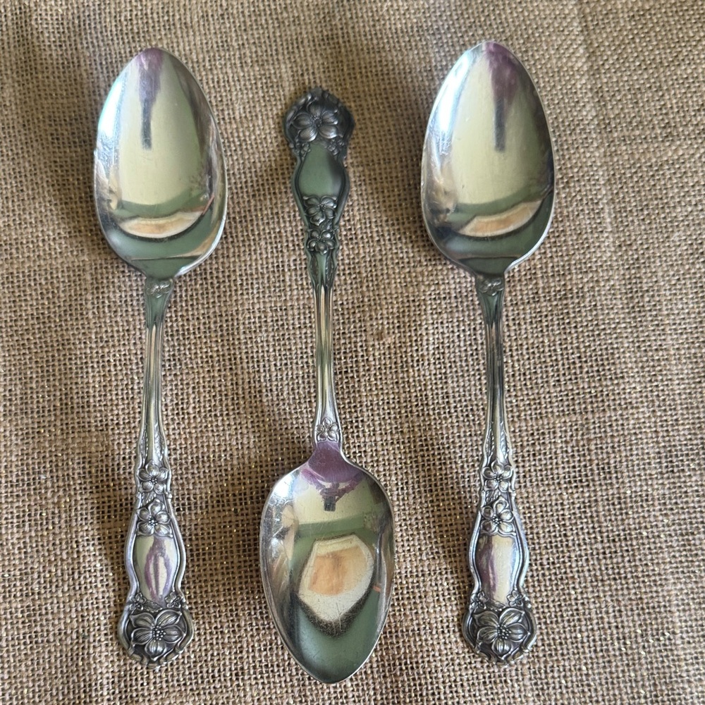 3 Antique Orange Blossom Serving Spoons Silver Plate
WM Rogers & Son AA